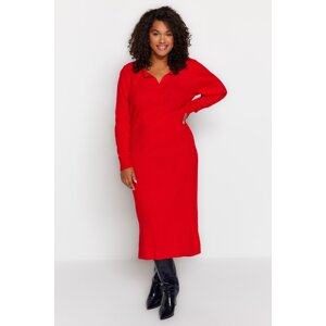 Trendyol Curve Red Polo Neck Knitwear Dress