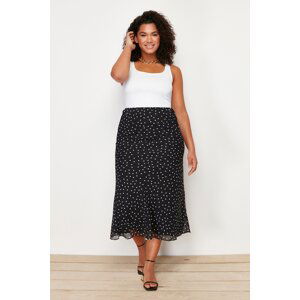 Trendyol Curve Black Polka Dot Herringbone Woven Skirt