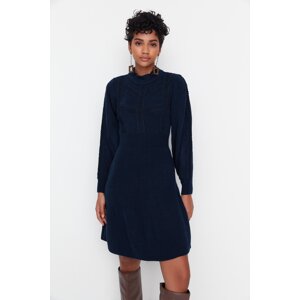 Trendyol Navy Blue Mini Knitwear with Lace Dress