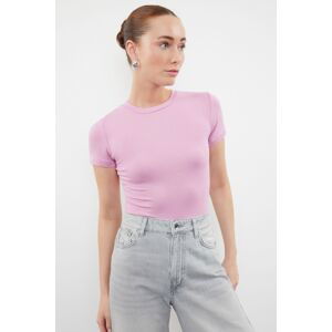 Trendyol Pink Viscose/Soft Fabric Fitted Stretchy Knitted Blouse