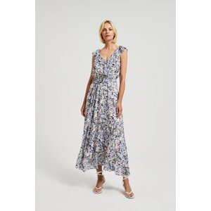 Women's floral dress with ruffles MOODO - blue