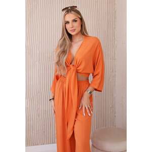 Women's Viscose Top with Tie Down + Trousers - Orange