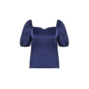 Trendyol Curve Navy Blue Satin Woven Plus Size Blouse