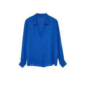 Trendyol Curve Regular Fit Matte Woven Shirt with Blue Mother-of-Pearl Buttons