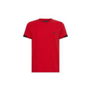 Tommy Hilfiger Tričko - JACQUARD CUFF TEE červené