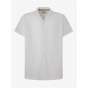 Men's Cream Linen Short Sleeve Shirt Pepe Jeans - Men's