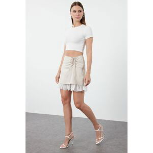 Trendyol Beige Tied Woven Skirt