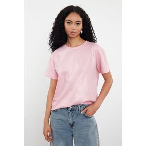 Trendyol Pink Foil Printed Regular/Normal Fit Knitted Blouse