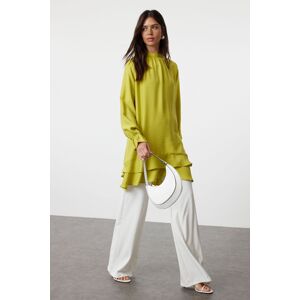 Trendyol Oil Green Skirt Ruffled Woven Viscose Tunic