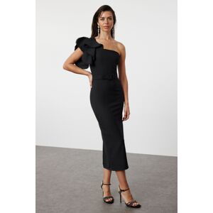 Trendyol Black Fitted, Ruffle Detailed One-Shoulder Woven Dress