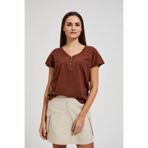 Women's T-shirt with buttons MOODO - brown