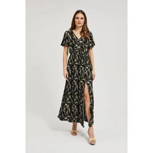 Women's midi dress with MOODO pattern - black