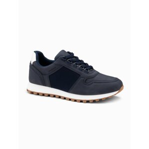 Ombre Patchwork shoes men's sneakers with combined materials - navy blue