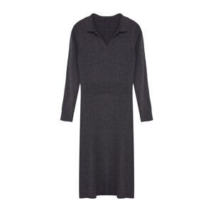 Trendyol Curve Anthracite Corded Knitwear Plus Size Dress