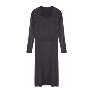 Trendyol Curve Anthracite Corded Knitwear Plus Size Dress