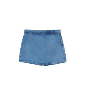 Trendyol Curve Blue Slit Denim Shorts Skirt