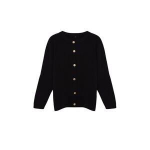 Trendyol Curve Black Crew Neck Buttoned Knitwear Cardigan