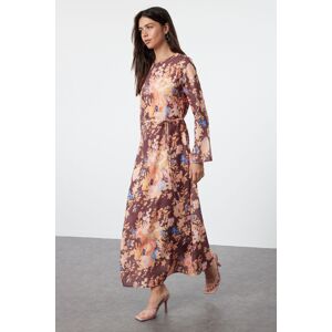 Trendyol Brown Floral Linen Look Woven Dress