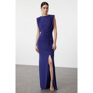 Trendyol Saks Fitted Draped Long Elegant Woven Evening Dress