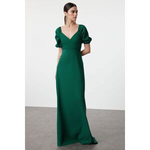 Trendyol Emerald Green A-Line Woven Long Evening Dress & Graduation Dress