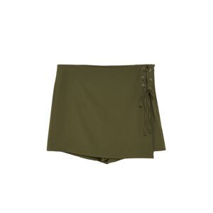 Trendyol Curve Khaki Woven Tied Shorts Skirt