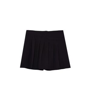 Trendyol Curve Black Pleated Woven Shorts Skirt