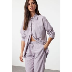 Trendyol Lilac Oversize Striped Shirt