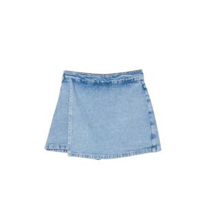 Trendyol Blue High Waist Denim Shorts Skirt