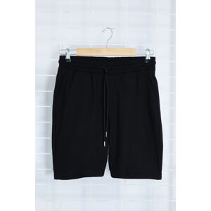 Trendyol Black Slim/Tight Fit Textured Waffle Elastic Waist Drawstring Shorts