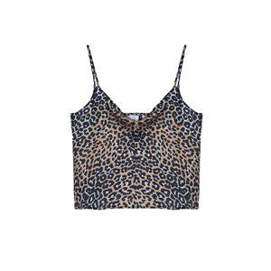 Trendyol Brown Satin Leopard Patterned Strappy Collar Woven Blouse