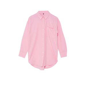 Trendyol Pink Slit Relaxed Poplin Plain Woven Hijab Shirt