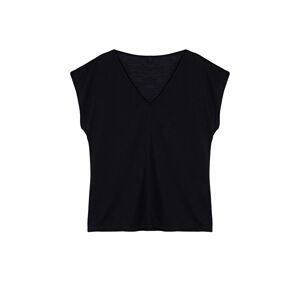 Trendyol Black V-Neck Relaxed/Comfortable Cut Knitted T-Shirt