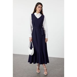 Trendyol Navy Blue Striped Woven Gilet Dress