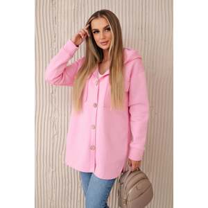 Women's Insulated Sweatshirt with Decorative Buttons - Light Pink