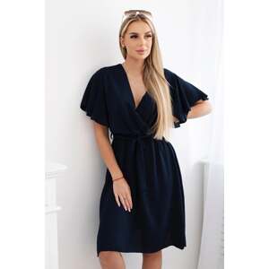 Women's dress with a plunging neckline - dark blue