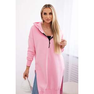 Women's insulated sweatshirt with slits on the sides - light pink