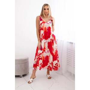 Women's viscose dress with decorative print - red