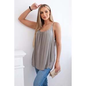 Women's viscose blouse with straps - light grey
