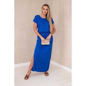 Women's viscose dress with pockets - cornflower blue