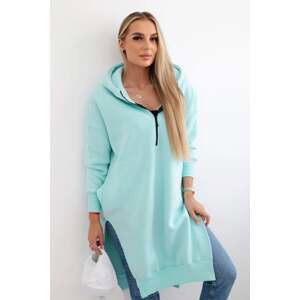 Women's insulated sweatshirt with slits on the sides - mint