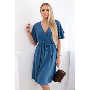 Women's dress with a deep neckline - denim