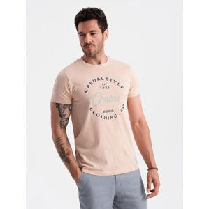 Men's printed t-shirt Ombre Casual Style - pale rose