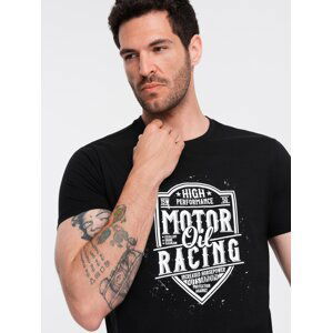 Ombre Men's motorcycle style printed t-shirt - black