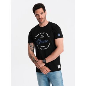 T-shirt męski z nadrukiem Ombre Casual Style - black