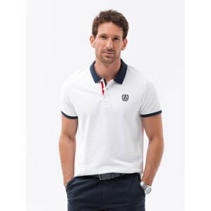 Ombre Men's polo shirt with colorful accents - white