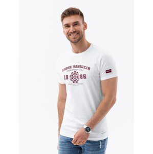 Ombre T-shirt męski z nadrukiem w stylu college – biały