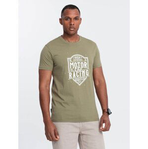 Ombre Men's motorcycle style printed t-shirt - olive