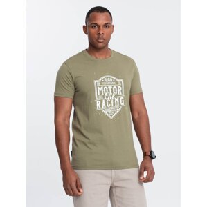 Ombre Men's motorcycle style printed t-shirt - olive