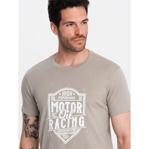 Ombre Men's motorcycle style printed t-shirt - ash