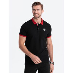 Ombre Men's polo shirt with colored accents - black